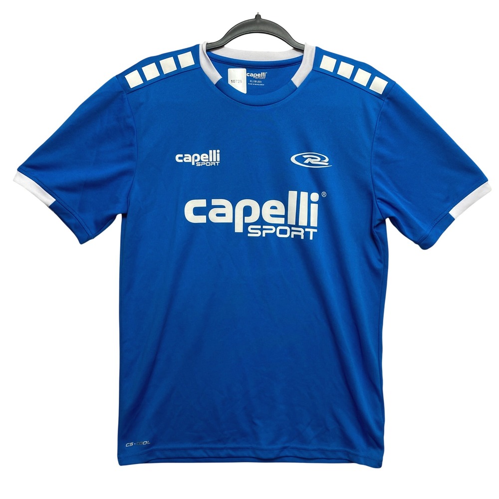 Capelli Sport Soccer Jersey Youth XL 18-20 Blue White Short Sleeve CS-COOL